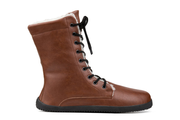 Dámské zimní barefoot boty Jaya Winter na zip hnědé